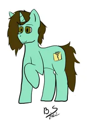 Size: 3577x5062 | Tagged: safe, artist:smushybroner, derpibooru import, oc, oc:smushy, pony, unicorn, image, png, raised hoof, simple background, solo, white background