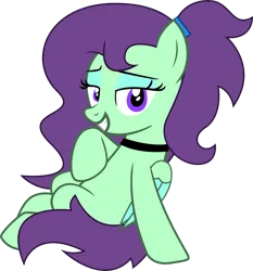 Size: 3000x3224 | Tagged: safe, artist:surprisepi, derpibooru import, oc, oc:greenfeather, unofficial characters only, pegasus, pony, choker, female, image, looking at you, mare, pegasus oc, png, simple background, solo, transparent background, wings