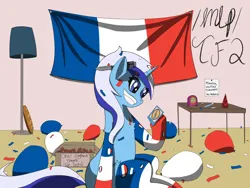 Size: 4000x3000 | Tagged: safe, derpibooru import, minuette, /mlp/ tf2 general, baguette, balloon, bread, confetti, dog treat, flag, food, france, french, hat, image, knife, lamp, party hat, png, spy, team fortress 2, toothbrush