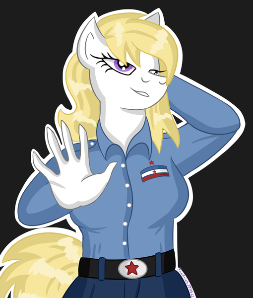 Size: 850x1000 | Tagged: safe, derpibooru import, oc, anthro, pony, anthro oc, blonde, clothes, denim, female, image, jeans, mare, pan-slavism, pants, png, red star, shirt, white, yugoslavia