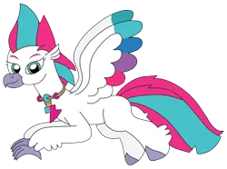 Size: 2826x2100 | Tagged: safe, artist:supahdonarudo, derpibooru import, zipp storm, classical hippogriff, hippogriff, flying, g5, hippogriffied, image, jewelry, necklace, png, simple background, species swap, transparent background