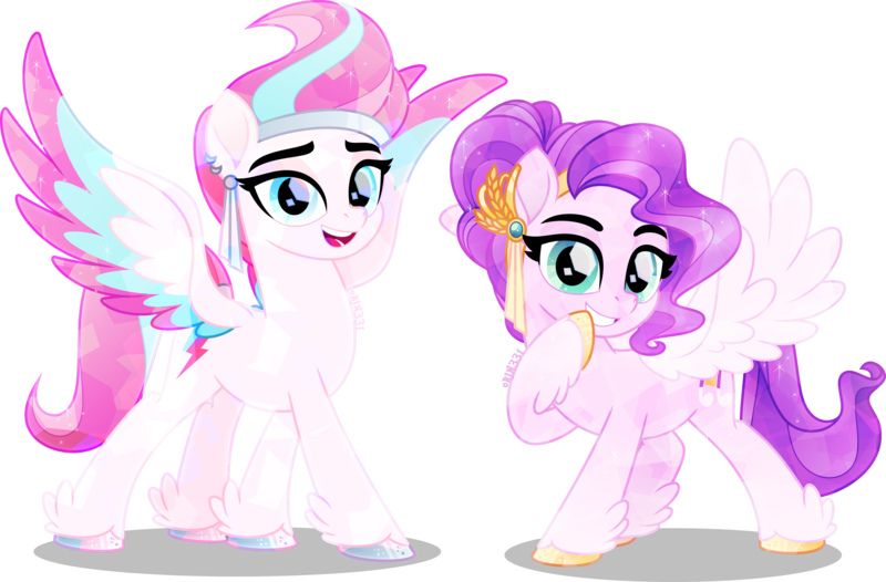 Size: 4000x2628 | Tagged: safe, artist:orin331, derpibooru import, pipp petals, zipp storm, crystal pony, pegasus, pony, accessories, crystallized, duo, duo female, ear piercing, earring, feathered fetlocks, female, g4, g5, g5 to g4, generation leap, image, jewelry, looking at you, movie accurate, piercing, png, raised hoof, shadow, siblings, simple background, sisters, smiling, smiling at you, spread wings, transparent background, wings