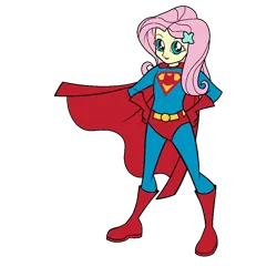 Size: 1000x1000 | Tagged: safe, artist:thatradhedgehog, derpibooru import, fluttershy, equestria girls, dc comics, image, png, simple background, superman, transparent background