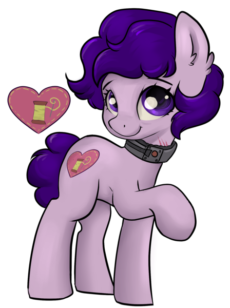 Size: 1559x2087 | Tagged: safe, artist:dumbwoofer, derpibooru import, oc, oc:stitch tight, earth pony, pony, fallout equestria, bomb collar, collar, cutie mark, female, image, looking at you, mare, png, raised hoof, scar, simple background, slave, smiling, solo, transparent background