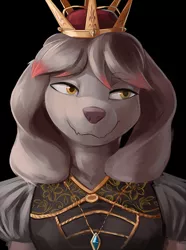 Size: 351x473 | Tagged: artist needed, source needed, safe, derpibooru import, oc, unofficial characters only, diamond dog, equestria at war mod, clothes, crown, diamond dog oc, female, image, jewelry, monarch, necklace, png, regalia, royalty, smiling, yellow eyes