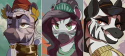 Size: 1500x670 | Tagged: source needed, safe, derpibooru import, oc, unofficial characters only, zebra, equestria at war mod, black mane, brown eyes, bust, clothes, frown, green eyes, image, png, portrait, simple background, smiling, smirk, white mane, zebra oc