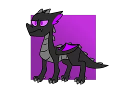 Size: 1600x1200 | Tagged: safe, artist:grandfinaleart, derpibooru import, oc, oc:coal, unofficial characters only, dragon, digital art, dragon oc, fangs, gradient background, horns, image, non-pony oc, png, purple eyes, simple background, solo, transparent background, wings