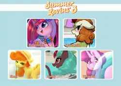 Size: 2400x1700 | Tagged: suggestive, artist:jiralightstalker, artist:rottengotika, artist:selenophile, artist:violettacamak, artist:whinyalli, derpibooru import, autumn blaze, carrot top, golden harvest, pacific glow, sugar belle, summer chills, earth pony, kirin, pony, unicorn, art pack:summer lovins', art pack:summer lovins' 3, beach, image, jpeg, looking at you, pool toy