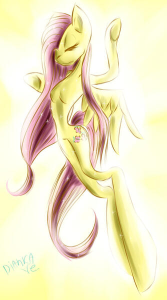 Size: 638x1147 | Tagged: safe, artist:diankave, derpibooru import, fluttershy, anthro, pegasus, unguligrade anthro, arm hooves, eyes closed, image, jpeg, underhoof, wings