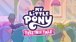 Size: 3410x1920 | Tagged: safe, derpibooru import, screencap, posey (g5), earth pony, pegasus, pony, unicorn, my little pony: tell your tale, spoiler:g5, spoiler:my little pony: tell your tale, spoiler:tyts01e21, background pony audience, balloon, banana, bow, ear piercing, earring, female, food, g5, hair bow, helmet, high res, image, jewelry, jpeg, male, mare, my bananas, my little pony logo, necklace, piercing, stallion, sweat, youtube link