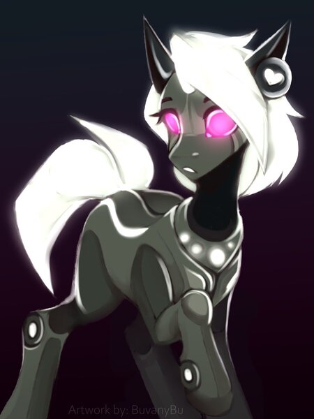 Size: 900x1200 | Tagged: safe, artist:buvanybu, derpibooru import, oc, unofficial characters only, pony, robot, robot pony, image, jpeg, solo