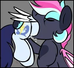 Size: 6000x5500 | Tagged: suggestive, artist:sadfloorlamp, derpibooru import, soarin', oc, bat pony, hybrid, pegasus, pony, unicorn, cute, digestion, duo, eaten alive, female, fetish, image, male, male pred, male prey, mare, oral vore, png, same size vore, soft vore, stallion, struggling, vore