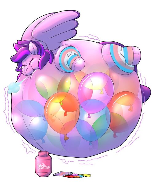 Size: 758x900 | Tagged: questionable, artist:artingmartini, derpibooru import, oc, unofficial characters only, balloon pony, inflatable pony, pegasus, pooltoy pony, balloon, balloon fetish, balloon stuffing, balloon vore, fetish, helium tank, huffing, image, inflatable, inflation, inflation fetish, jpeg, panting, solo, spherical inflation, trans pride flag, vore