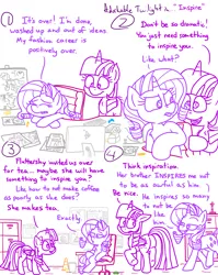 Size: 4779x6013 | Tagged: safe, artist:adorkabletwilightandfriends, derpibooru import, rarity, sweetie belle, twilight sparkle, twilight sparkle (alicorn), alicorn, comic:adorkable twilight and friends, adorkable, adorkable twilight, banana, butt, certificate, clothes, comic, computer, concept art, cone, cucumber, cute, degree, dork, drama, drama queen, dress, fashion, fashion style, file cabinet, food, gossip, happy, hat, image, inspiration, leaning, leaning forward, leaning on table, picture, picture frame, plot, png, room, sad, sassy, shoes, silly, sketch, slice of life, smiling, smug, space needle, table, toy, traffic cone, upset, walking