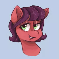 Size: 1029x1029 | Tagged: safe, artist:smirk, derpibooru import, oc, oc:grenadine, unofficial characters only, earth pony, bust, earth pony oc, image, lidded eyes, png, simple background, solo