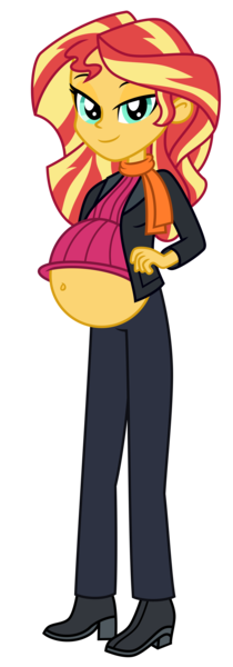 Size: 3203x9133 | Tagged: safe, derpibooru import, sunset shimmer, comic:inner thoughts, equestria girls, belly, belly button, big belly, boots, clothes, coat, female, high heels, image, jacket, looking at you, pants, png, pregnant, scarf, shoes, show accurate, show accurate clothing, simple background, solo, sweater, transparent background