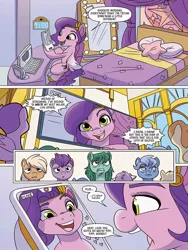 Size: 768x1024 | Tagged: safe, derpibooru import, idw, pipp petals, my little pony: a new generation, spoiler:comic, spoiler:g5comic, spoiler:g5comic04, g5, image, jpeg, mobile phone, phone, preview, smartphone