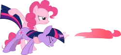 Size: 1660x756 | Tagged: safe, artist:herrmyrddin, derpibooru import, pinkie pie, twilight sparkle, earth pony, pony, unicorn, a canterlot wedding, season 2, behaving like a weapon, image, png, simple background, transparent background, twigun, unicorn twilight, vector