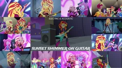 Size: 1280x722 | Tagged: safe, derpibooru import, edit, edited screencap, editor:quoterific, screencap, applejack, fluttershy, gloriosa daisy, kiwi lollipop, pinkie pie, rainbow dash, rarity, sci-twi, sunset shimmer, supernova zap, twilight sparkle, equestria girls, equestria girls series, legend of everfree, let it rain, rainbow rocks, rollercoaster of friendship, spring breakdown, sunset's backstage pass!, spoiler:eqg series (season 2), boots, clothes, drum kit, drums, drumsticks, electric guitar, eyes closed, female, geode of empathy, geode of sugar bombs, glasses, grin, guitar, humane five, humane seven, humane six, image, jacket, k-lo, leather, leather jacket, legend you were meant to be, magical geodes, microphone, music festival outfit, musical instrument, one eye closed, open mouth, open smile, photo booth (song), png, ponied up, ponytail, postcrush, shoes, singing, smiling, su-z, text, wink