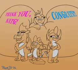 Size: 2000x1800 | Tagged: safe, artist:rupertbluefox, derpibooru import, garble, princess ember, smolder, spike, dragon, series:natg rupert 22, atg 2022, balloon, balloon fetish, box, congratulations, crossed arms, cute, derpibooru exclusive, dichromatic, dragoness, emberbetes, female, fetish, finale, gardorable, image, limited palette, lying down, male, newbie artist training grounds, png, prone, sketch, smiling, smolderbetes, spikabetes, squishy, standing, teenaged dragon, thank you, that dragon sure does love balloons, winged spike, wings