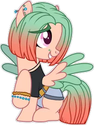 Size: 1442x1912 | Tagged: safe, artist:rickysocks, derpibooru import, oc, pegasus, pony, base used, clothes, colored wings, female, image, mare, png, shirt, simple background, solo, transparent background, two toned wings, wings