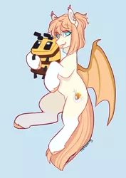 Size: 753x1061 | Tagged: safe, artist:liefsong, derpibooru import, oc, oc:honey milk, bat pony, image, jpeg, minecraft, plushie, simple background, solo, unshorn fetlocks