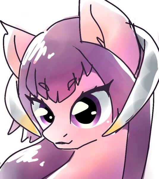 Size: 768x862 | Tagged: safe, artist:namaenonaipony, derpibooru import, ponified, pony, bust, eyebrows, eyebrows visible through hair, female, higurashi no naku koro ni, image, jpeg, mare, portrait, simple background, solo, white background