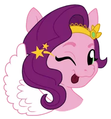 Size: 1024x1091 | Tagged: safe, artist:lillyleaf101, derpibooru import, pipp petals, pegasus, pony, ;p, bust, cheeky, female, g5, image, mare, one eye closed, png, portrait, simple background, solo, stars, tongue out, transparent background, wink