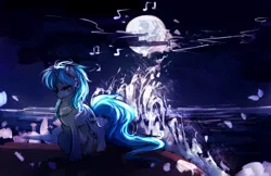 Size: 2000x1294 | Tagged: safe, artist:aquagalaxy, derpibooru import, oc, oc:teary choir, unofficial characters only, pony, unicorn, eyes closed, image, night, png, solo