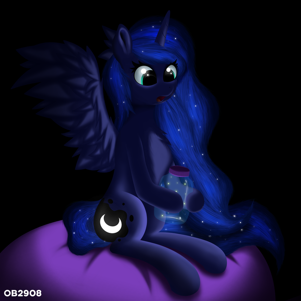 Size: 3000x3000 | Tagged: safe, artist:ob2908, derpibooru import, princess luna, alicorn, pony, female, image, jar, mare, png, solo