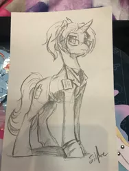 Size: 1536x2048 | Tagged: safe, artist:silfoe, derpibooru import, oc, unofficial characters only, pony, unicorn, glasses, image, jpeg, sketch, solo, traditional art