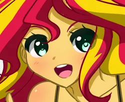 Size: 644x523 | Tagged: safe, artist:kittyrosie, derpibooru import, sunset shimmer, equestria girls, cute, image, looking at you, open mouth, png, shimmerbetes, wip