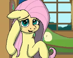 Size: 880x700 | Tagged: safe, artist:realdash, derpibooru import, fluttershy, pegasus, pony, background, blushing, couch, cute, eyebrows, female, floppy ears, fluttershy's cottage (interior), hoof on cheek, image, looking at you, mane, mare, open mouth, png, raised hoof, shyabetes, smiling, smiling at you, solo