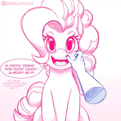 Size: 3500x3500 | Tagged: safe, artist:dibujito, derpibooru import, pinkie pie, human, disembodied hand, finger in mouth, hand, image, png