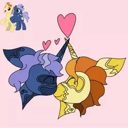 Size: 2048x2048 | Tagged: safe, artist:enperry88, derpibooru import, golden crust, midnight snack (character), pony, unicorn, boop, coat markings, cute, duo, duo male, friendship student, gay, goldensnack, happy, heart, i ship it, image, jpeg, looking at each other, looking at someone, love, male, multicolored hair, noseboop, nuzzling, pinto, shipping, smiling, smiling at each other, stallion, stallion on stallion