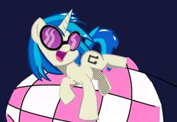 Size: 951x657 | Tagged: safe, artist:marrsund, derpibooru import, vinyl scratch, pony, dance floor, dancing, glasses, image, jpeg, open mouth, raised hoof