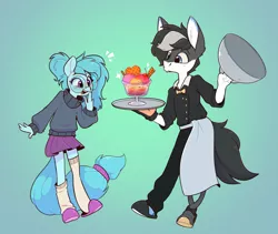 Size: 2620x2215 | Tagged: safe, artist:rexyseven, derpibooru import, oc, oc:whispy slippers, unofficial characters only, anthro, clothes, food, ice cream, image, png