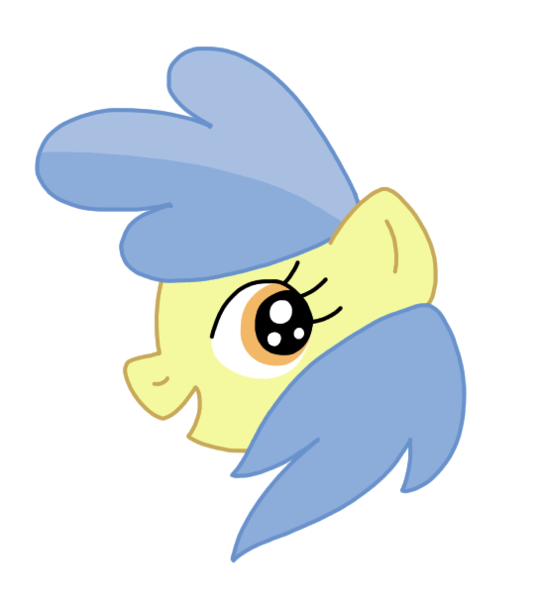 Size: 544x606 | Tagged: safe, artist:funnyclowns64, derpibooru import, apple flora, earth pony, pony, apple family member, art, blue hair, blue mane, colored, cute, eyelashes, female, filly, florabetes, foal, g4, head, image, open mouth, open smile, orange eyes, png, smiling, solo