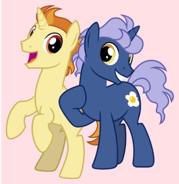 Size: 600x617 | Tagged: safe, artist:cheezedoodle96, derpibooru import, screencap, golden crust, midnight snack (character), pony, unicorn, school daze, duo, duo male, friendship student, gay, goldensnack, grin, happy, image, jpeg, looking at you, male, open mouth, ship, shipping, smiling, smiling grin, stallion