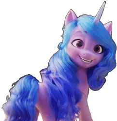 Size: 366x378 | Tagged: safe, derpibooru import, izzy moonbow, pony, unicorn, 3d, background removed, female, g5, grin, image, looking at you, mare, png, simple background, smiling, smiling at you, solo, transparent background