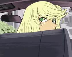 Size: 1000x800 | Tagged: safe, artist:m@k, derpibooru import, applejack, equestria girls, car, female, image, looking back, png, solo