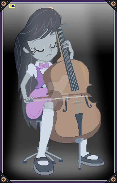 Size: 1920x2988 | Tagged: safe, artist:sansdrew250, derpibooru import, octavia melody, equestria girls, cello, eyes closed, female, image, jpeg, musical instrument, obtrusive watermark, pixel art, sitting, solo, watermark