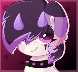 Size: 2800x2600 | Tagged: safe, artist:kittyrosie, derpibooru import, oc, unofficial characters only, pony, choker, commission, cute, emo, hair over one eye, horn, horns, image, ocbetes, png, spiked choker