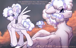 Size: 3500x2200 | Tagged: safe, artist:avroras_world, derpibooru import, oc, unofficial characters only, pegasus, pony, auction, chest fluff, cloud, fluffy, high res, image, jpeg, looking at you, male, reference sheet, short hair, smiling, solo, stallion, wings