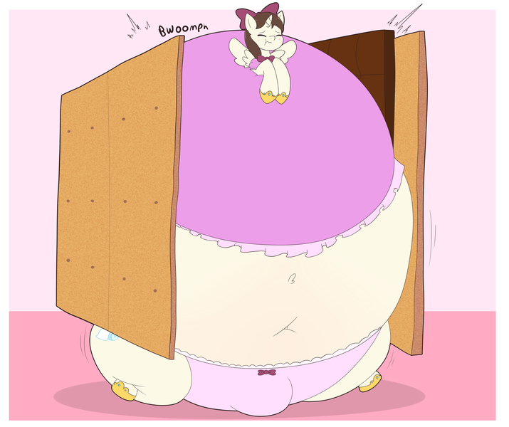 Size: 3100x2600 | Tagged: questionable, artist:hedgehogstew, derpibooru import, oc, oc:mitchy, clothes, crossdressing, crotch bulge, femboy, food, image, inflation, male, marshmallow, panties, png, s'mores, underwear