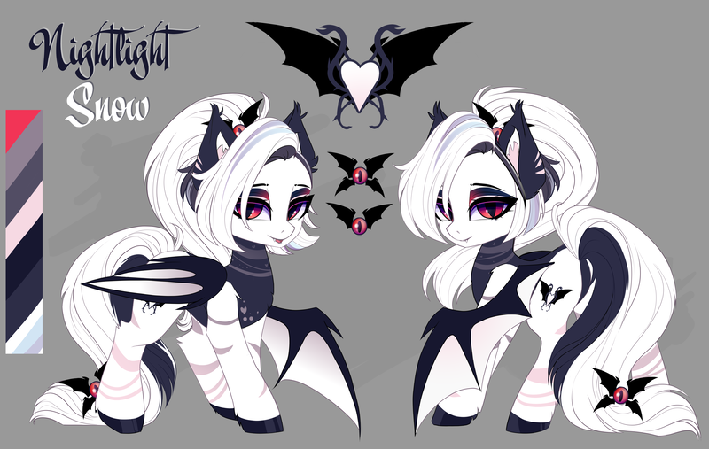 Size: 5500x3485 | Tagged: safe, artist:xsatanielx, derpibooru import, oc, oc:nightlight snow, unofficial characters only, bat pony, pony, bat pony oc, bat wings, female, image, mare, png, reference, solo, wings