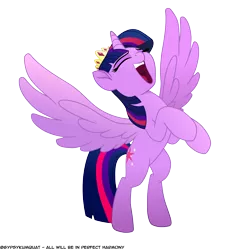 Size: 10704x11268 | Tagged: safe, artist:gypsykumquat, derpibooru import, edit, vector edit, twilight sparkle, twilight sparkle (alicorn), alicorn, pony, my little pony: the movie, absurd resolution, crown, eyebrows, eyes closed, female, image, inkscape, jewelry, mare, open mouth, open smile, png, rearing, regalia, show accurate, simple background, smiling, solo, spread wings, transparent background, vector, wings