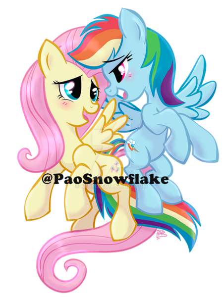 Size: 600x800 | Tagged: safe, artist:kei111, derpibooru import, fluttershy, rainbow dash, pegasus, pony, blushing, female, flutterdash, flying, image, lesbian, lidded eyes, looking at each other, looking at someone, mare, obtrusive watermark, open mouth, open smile, png, shipping, simple background, smiling, spread wings, transparent background, watermark, wings