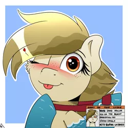 Size: 2000x2000 | Tagged: safe, artist:h3nger, derpibooru import, oc, oc:sand dollar, pony, blushing, female, horny on main, image, mare, one eye closed, png, smiling, tongue out, wink