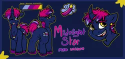 Size: 3177x1494 | Tagged: safe, artist:sexygoatgod, derpibooru import, oc, oc:midnight star, unofficial characters only, pony, unicorn, butt, dock, ear piercing, image, jewelry, male, necklace, piercing, plot, png, reference sheet, stallion, tail
